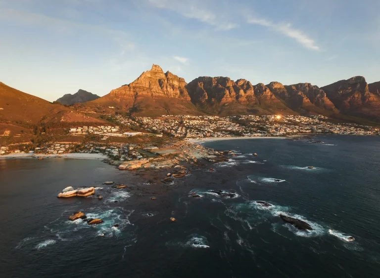 Atlantic coastline at sunset below the Twelve Apostles
