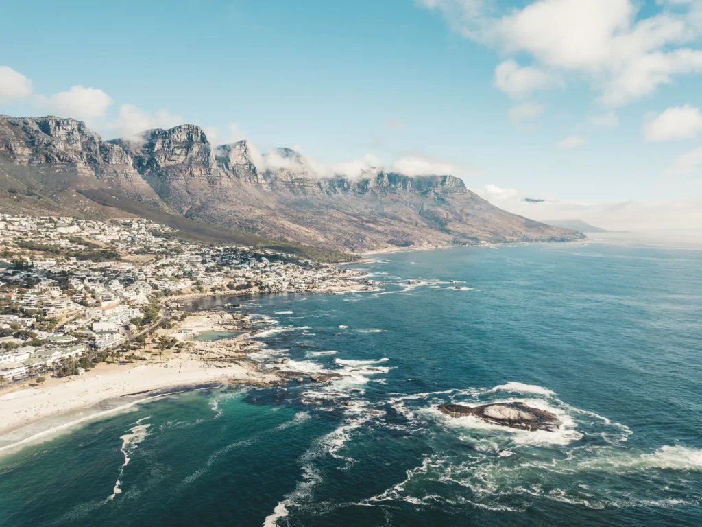 Aerial view of Camps Bay and the Twelve Apostles