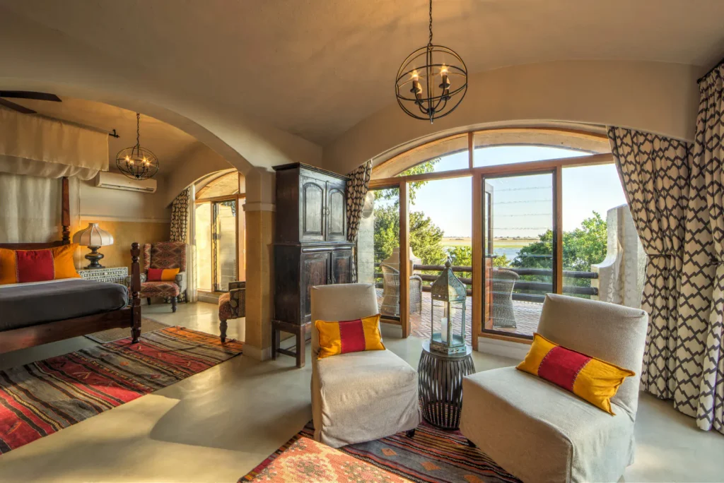 Room at Chobe Game Lodge overlooking the Chobe River