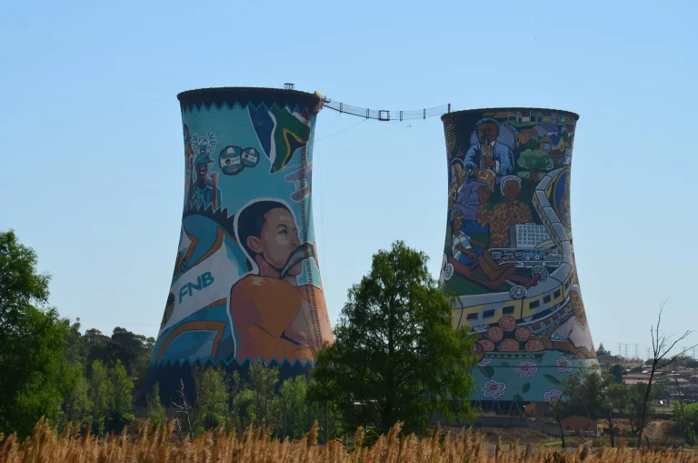 The painted Orlando Towers in Soweto, Johannesburg