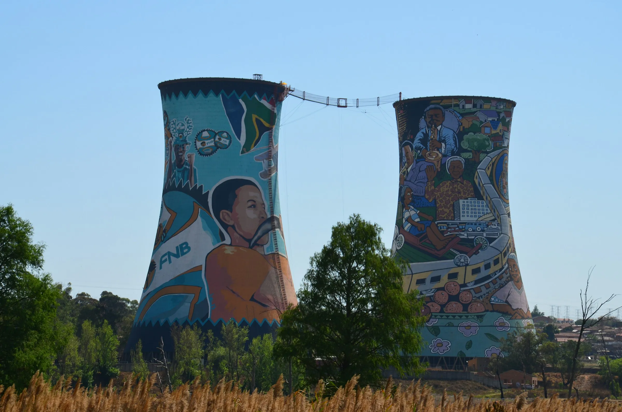 The painted Orlando Towers in Soweto, Johannesburg
