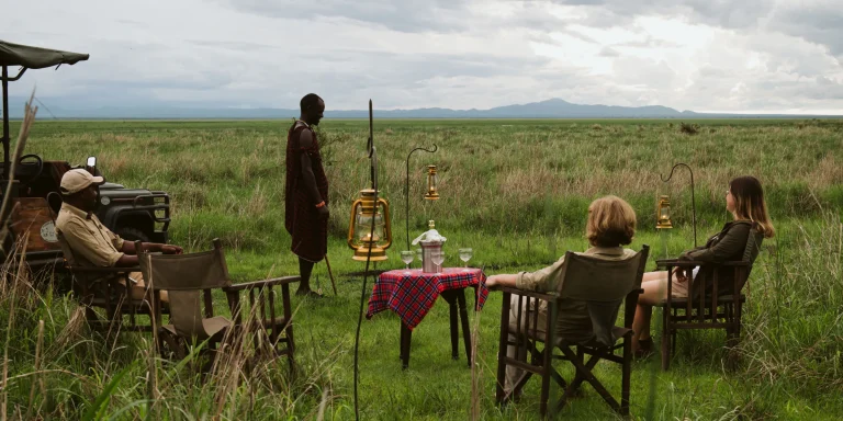 Sundowners on the open plains of Katavi National Park